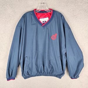 Cleveland Indians Jacket Mens L Blue Pro Player‎ MLB Baseball Wahoo